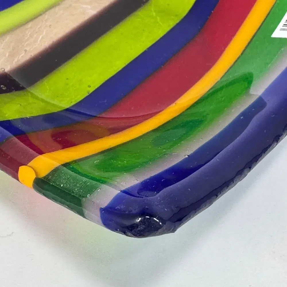 Murano Glass Trinket Dish Fused Multicolor Jewelry Vanity Dresser Tray